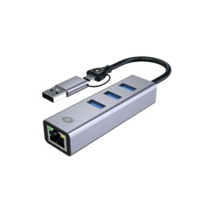Adaptador usb-c/usb-a ethernet rj45 conceptornic abby25f con hub usb 3,2 x3 puertos
