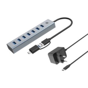 Hub usb 3.0 conceptronic hubbies21gp 7 puertos  usb-c a  7xusb-a con alimentador