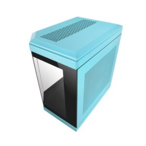 Caja atx semitorre gaming mars gaming mc3t color azul vista panoramica 3 paneles de cristal templado