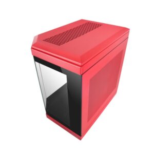 Caja atx semitorre gaming mars gaming mc3t color rojo vista panoramica 3 paneles de cristal templado