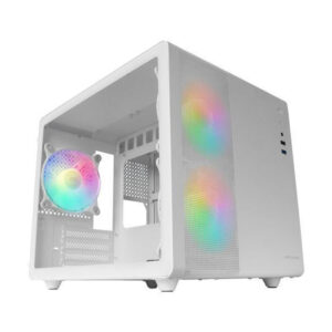 Caja microatx cube gaming mars gaming mc400 white frontal mesh dise?o cube 3xventiladores 120mm rgb