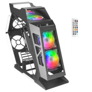 Caja microatx gaming mars gaming mc61 black dise?o premium controladora argb con mando 4 ventiladore