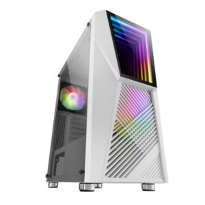 Caja atx mars gaming mc777 white frontal con espejo infintio argb 2xventiladores 12