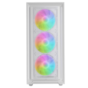 Caja atx mars gaming mcairw frontal blanco de malla 4x120mm rainbow