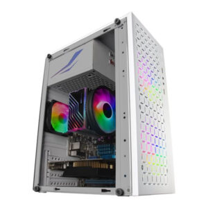 Caja microatx gaming mars gaming mc-core white frontal metal-mesh con 2 ventiladores frgb 120mm vent