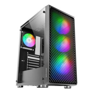 Caja atx mars gaming mc-f black frontal metal mesh 3 ventiladores argb 120mm +1 tra