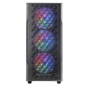 Caja atx mars gaming mcgeo frontal negro de malla geometrica 4x120mm frgb rainbow