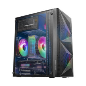 Caja microatx gaming mars gaming mc-me black frontal mesh con 2 ventiladores frgb 120mm lateral de c