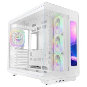 Caja atx mars gaming mc-revmaxw pantalla lcd 11.8" cristal templado 4x ventiladores argb blanco
