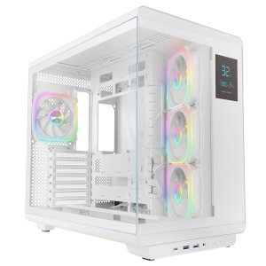 Caja atx mars gaming mc-revpro pantalla lcd 4.3" cristal templado 4x ventiladores argb blanco