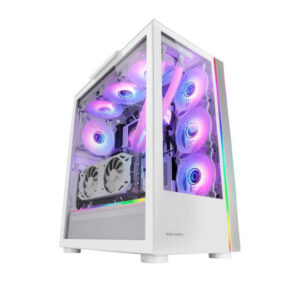 Caja e-atx mars gaming mc-ultra white doble linea argb frontal y lateral de cristal tem