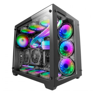 Caja e-atx mars gaming mcv3 black xxl premium custom doble ventana de cristal templado