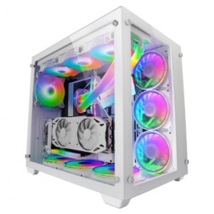 Caja e-atx mars gaming mcv3 white xxl premium custom doble ventana de cristal templado