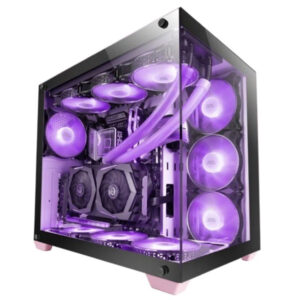 Caja e-atx mars gaming mcv4 pink xxl premium custom doble ventana de cristal templado c
