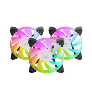 Kit 3xventilador interno argb mars gaming mf-3a kit black 12x12cm argb rainbow