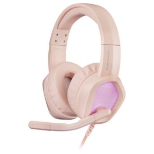 Headset mars gaming mh320 pink hi-fi ultra-bass 3d jack 3.5mm iluminacion rgb flow (alimentada por u