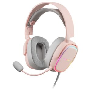 Headset mars gaming mhax pink jack 3.5mm altavoces hi-fi de 53mm microfono extraible iluminacion rgb