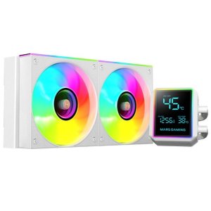 Sistema de refrigeracion liquida mars gaming mllcdpro240w 2x120mm argb 500w tdp pantalla lcd blanc