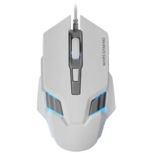 Mouse mars gaming mm024w rgb flow 4000 dpi ajustable 6 botones mecanicos huano color blanco