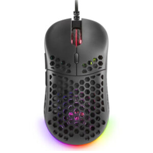 Mouse mars gaming rgb mm55 dise?o hive black 12800dpi a825pro switch huano superficie perforada ilum