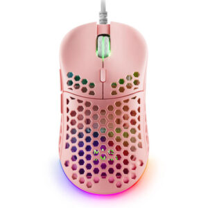 Mouse mars gaming rgb mm55p dise?o hive pink 12800dpi a825pro switch huano superficie perforada ilum