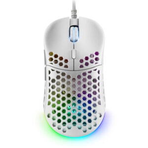 Mouse mars gaming rgb mm55w dise?o hive white 12800dpi a825pro switch huano superficie perforada ilu
