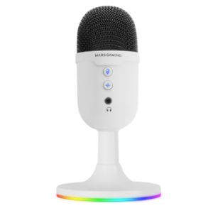 Microfono compacto mars gaming mmiccx usb blanco de alta definicion 196khz 24bits enc arg base