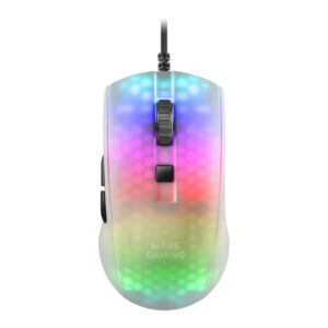 Mouse mars gaming rgb mmr translucido white 12800dpi ultra ligero 58g iluminacion rgb switches mecan