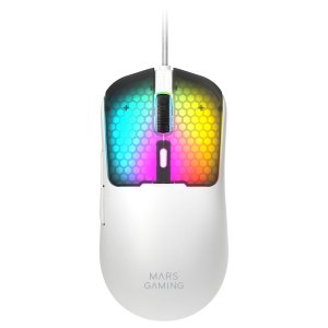 Mouse mars gaming mm-viperw ultraligero 56g cableado usb 6 botones 12800 dpi rgb blanco