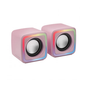 Altavoces 2.0 mars gaming mscube pink 8w rms sonido dsp espacial iluminacion rgb