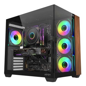 Caja atx abysm sava 285b sin fuente negro madera 3 bahias usb-c gpu 410mm
