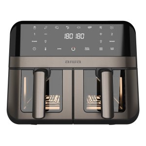 Freidora por aire aiwa futago afr-9000 9l 2400w 8 programas doble cesta y ventana acero