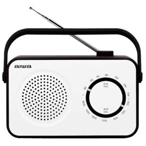 Radio vintage con altavoz aiwa r-190bw am/fm altavoz 4" y jack 3.5mm dise?o soft touch stylish color