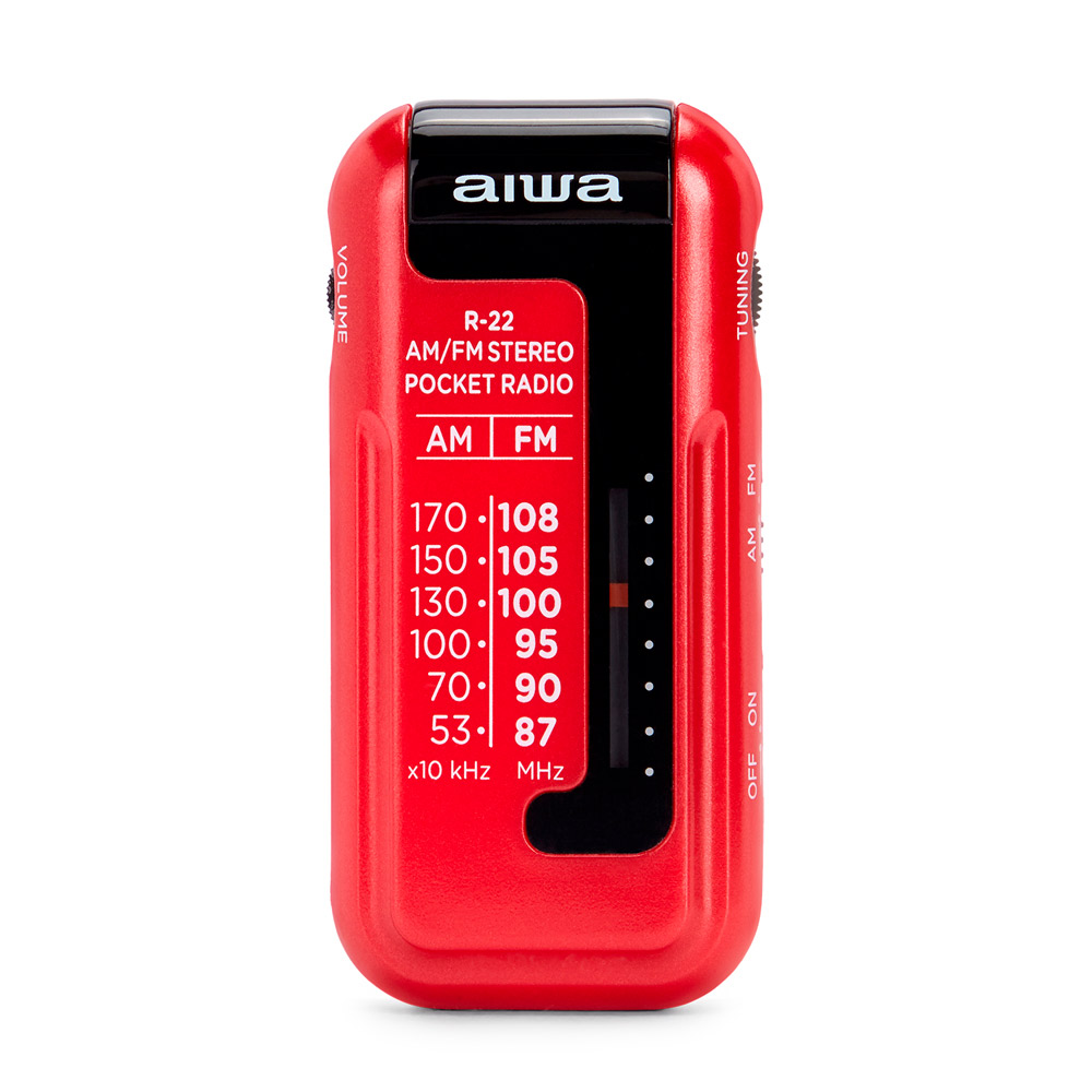 Radio analogica mini aiwa r-22rd am/fm hyperbass color rojo