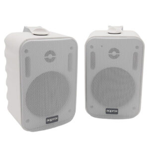 Altavoces 2.0 autoamplificados approx 15w por canal con soporte para colgar especificos para salas y