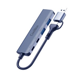 Hub usb-c coolbox hub lite 2xusb-c 2xusb-a con adaptador usb-a