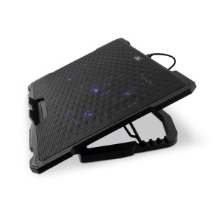 Base de refrigeracion para portatiles coolbox hasta 17" 5 ventiladores regulables led azul 4 alturas