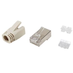 Kit 100 conectores rj45 equip categoria 6a 121182 apantallado con capuchon y guia