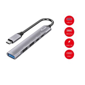Hub usb-c 3.2 equip life 2 puertos usb 2.0 1 puerto usb 3.0 1 puerto usb-c + 1 puerto usb c carga ha