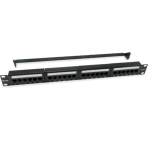 Patch panel 24 puertos utp categoria 6 1u color negro