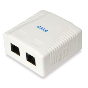 Roseta de superficie categoria 6 2 hembras rj45 color blanco