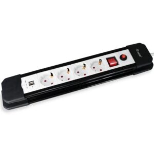 Regleta alimentacion equip con 4 tomas cable de red de 1.5 metros + 2 puertos usb proteccion sobreca