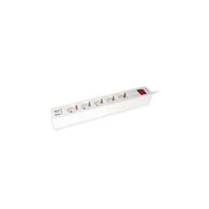 Regleta alimentacion equip con 5 tomas cable de red de 1.5 metros + 2 puertos usb y boton de apagado
