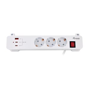 Regleta alimentacion equip 245556 con abrazadera 3 tomas schuko 2xusb-c 1xusb-a 20w blanco