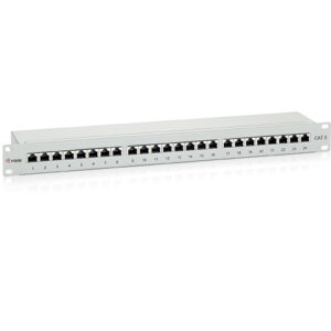 Patch panel 24 puertos premium categoria 6 apantallado color gris claro