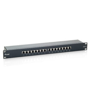 Patch panel 16 puertos categoria 6 apantallado color negro