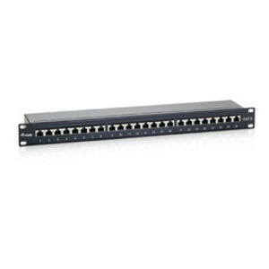 Patch panel 24 puertos categoria 6 apantallado premium color negro