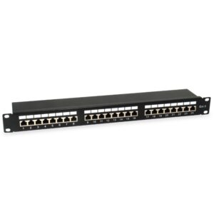 Patch panel 24 puertos categoria 6 apantallado color negro