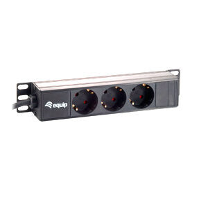 Regleta alimentacion aluminio rack 10" 3 tomas 1u