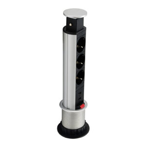 Regleta equip pop-up para mesa 3 tomas + 2 puertos usb con interruptor aluminio diametro 60mm